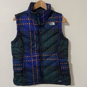 The North Face 550 Down Plaid Printed Rox Luxe Vest Ponderosa Green 2022-M